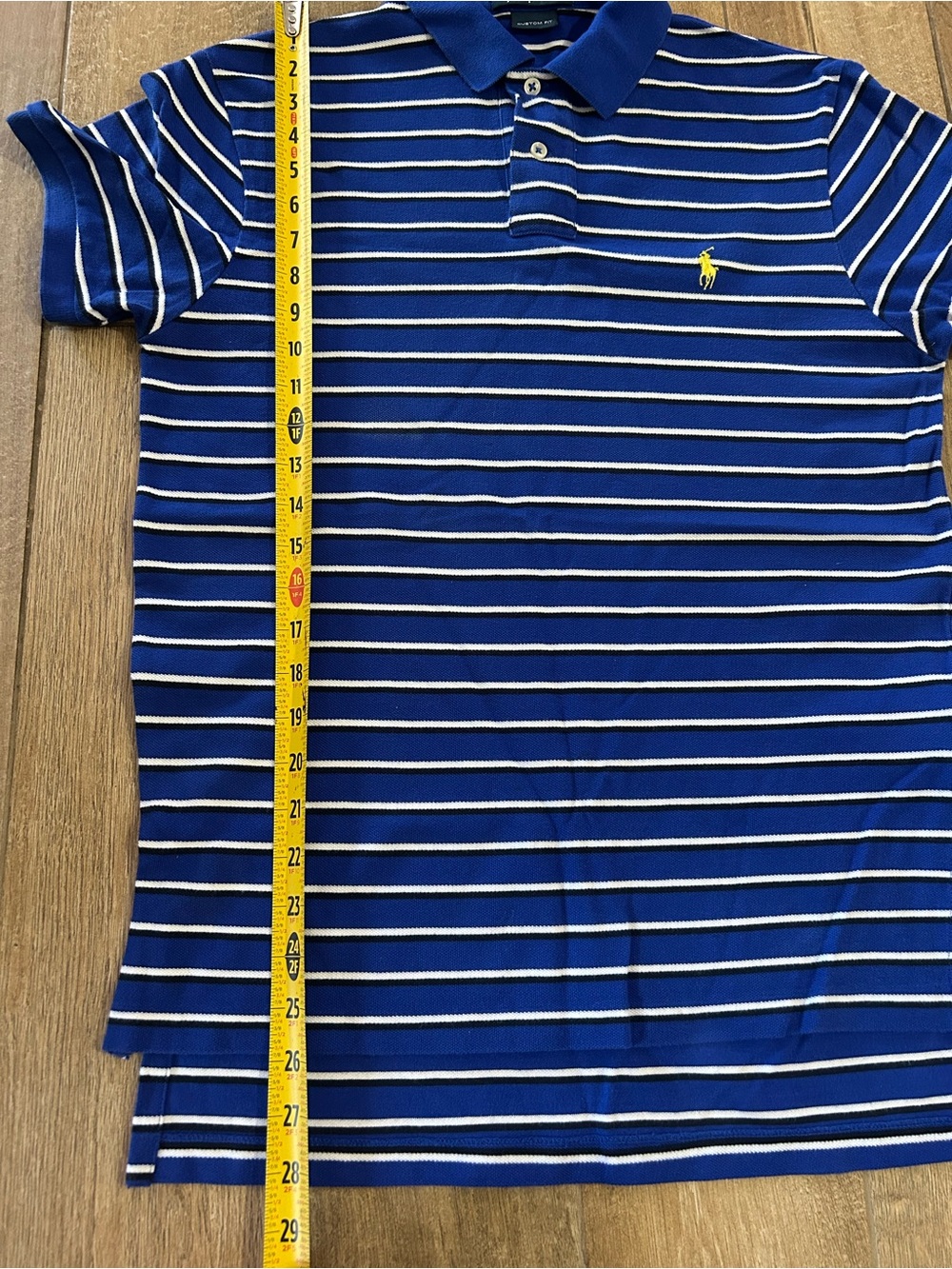 Vintage Polo by Ralph Lauren Men Blue and White Striped Cotton Polo T-Shirt Sz M - Picture 6 of 6